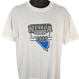 Vintage Swimming Diving T Shirt Mens Size XL 80s Nevada High School Championship